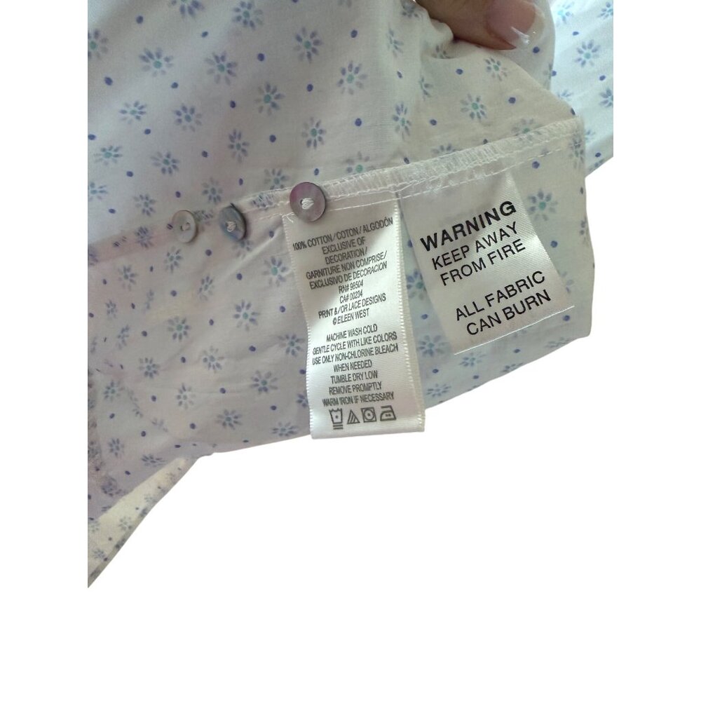 Eileen West Womens Nightgown Size M White Blue Floral Eyelet Trim Pullover New - Picture 8 of 15